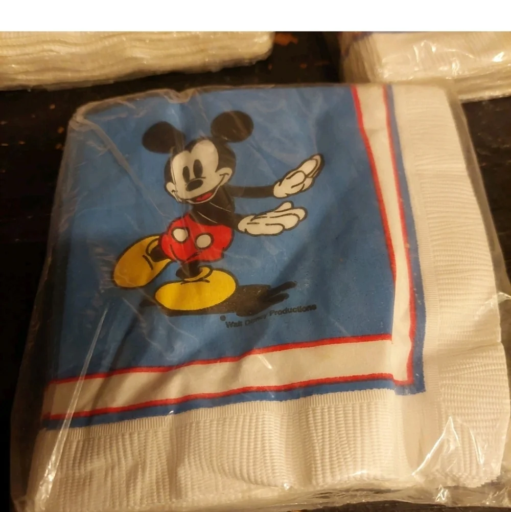 Mickey Mouse Vintage Paper Tablecloth And Napkins SetvNew Old Stock 90s